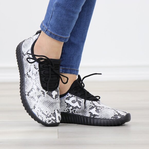 Shoes - Snake Skin Print Fashion Comfort Walking Sneakers Shoes